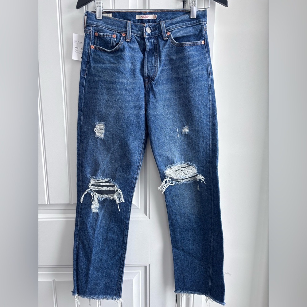 Levi's Distressed Blue wedgie Straight Jeans Sz 28